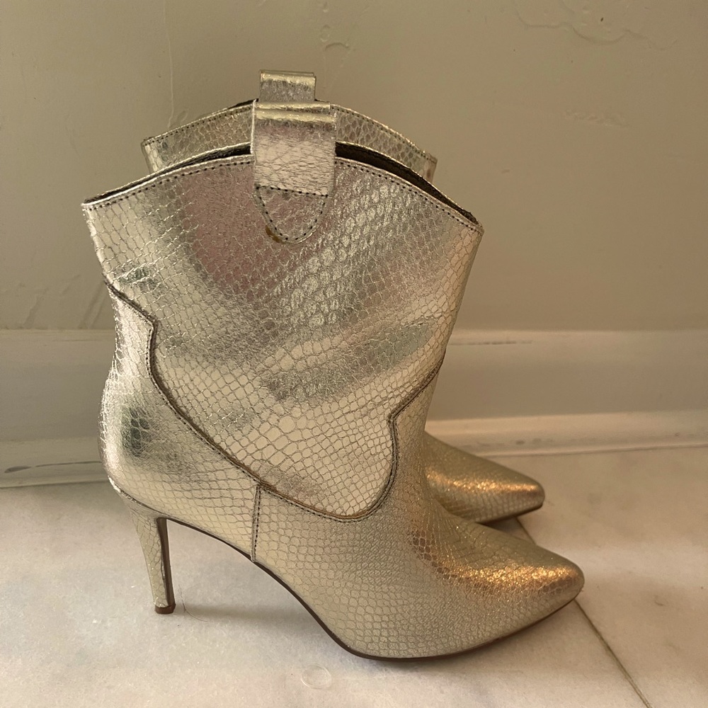 Metallic gold booties